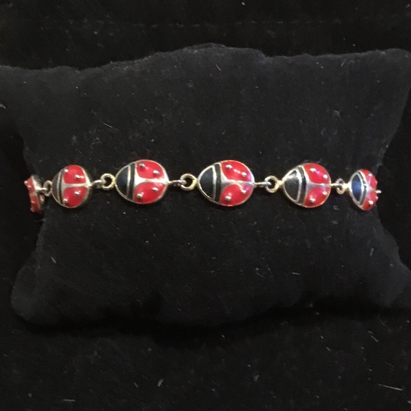 Jewelry - 🐞 Ladybug Sterling Rhodium Bracelet, Marked FAS 🐞